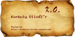 Korbuly Olivér névjegykártya